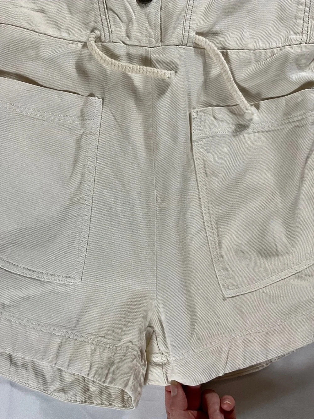 Zara Girls Cream Short Sleeve Linen Blend Utility Romper with Pockets Size 11-12